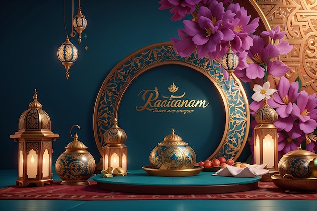 Ramadan Kareem Poster oder Einladungsdesign mit islamischem Hintergrund