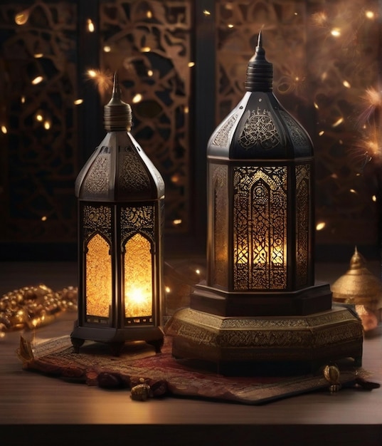 Ramadan Kareem Ramadan Kareem Begrüßungsfoto mit ruhigem Moschee-Hintergrund Ai generiert