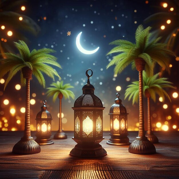 Ramadan Kareem Ramadhan o Eid Mubarak por los musulmanes saludando el fondo islámico