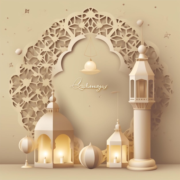 Ramadán Kareem Saludo Eid AlFitr Tarjeta de Hari Raya