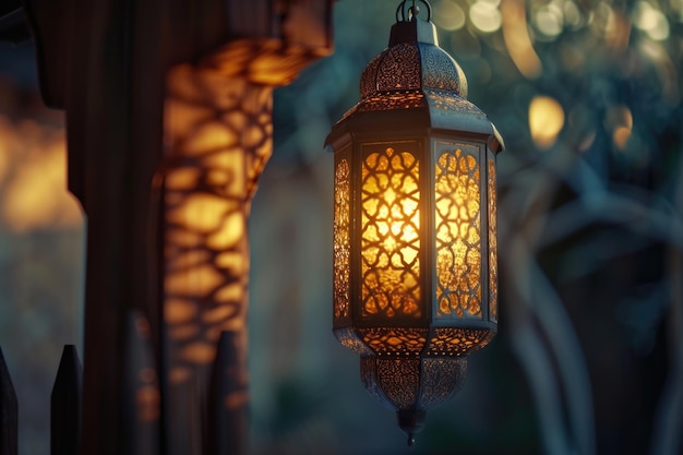 Ramadan Kareem saludo foto de la hermosa linterna árabe