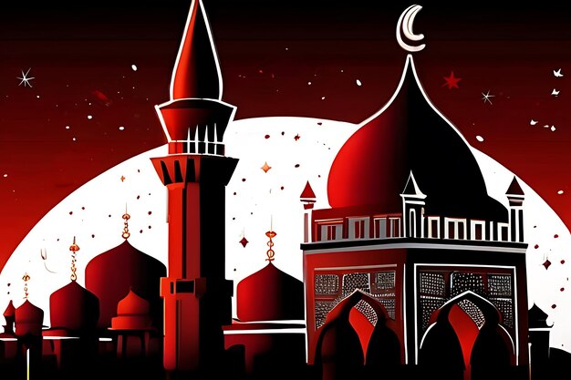 Ramadán Kareem saludos de arte mezquita ai generado