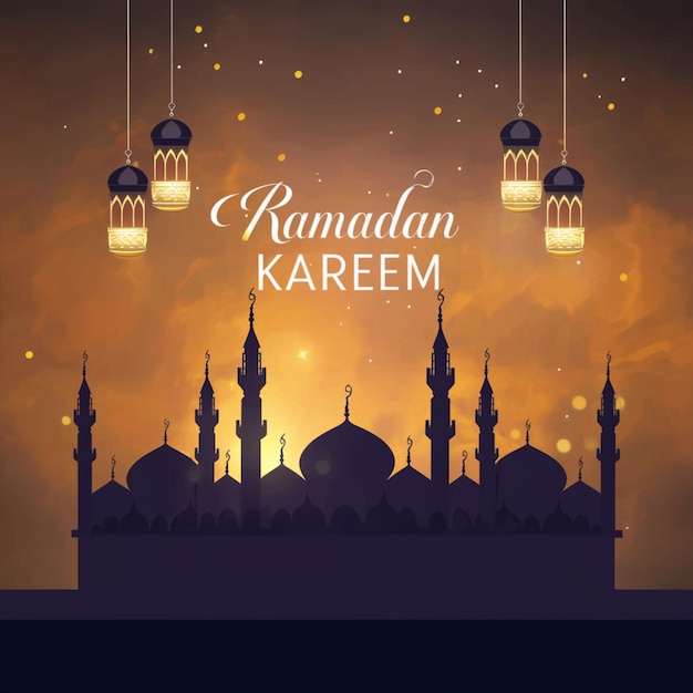 Ramadan Kareem tipografia Mesquita fundo livre Ai gerado