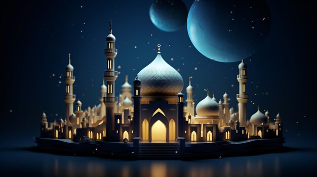 Ramadan Kareem tridimensional realista