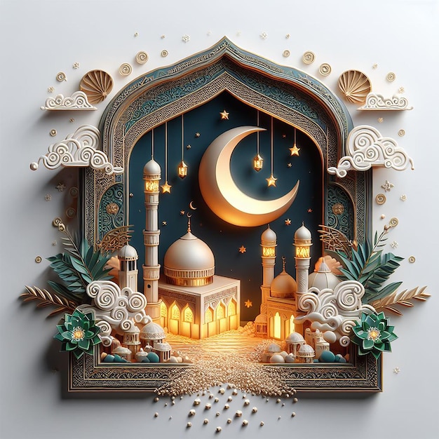 Ramadan Kareem und Eid Mubarok Illustration