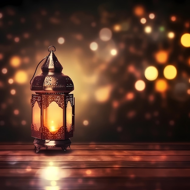 ramadan kareem und islamische grüße entwerfen hintergrund mit schönem bokeh-effekt