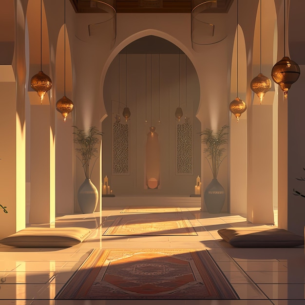 Ramadan Kareem Vektor Hintergrund mit Moscheen und Minareten zum Urlaub Mubarak