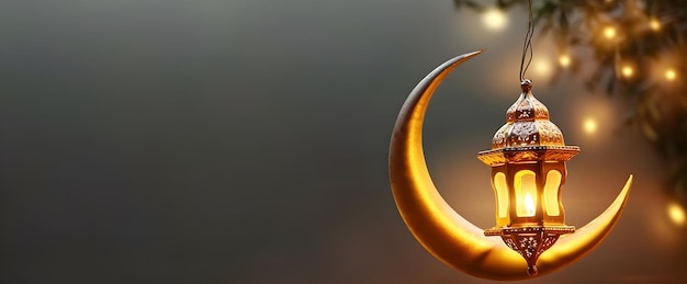 Ramadan-Lampe für einen glücklichen Ramadan-Banner-Design mit Kopierraum