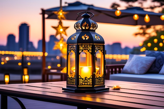 Ramadan-Lampe im Abend-Hintergrund