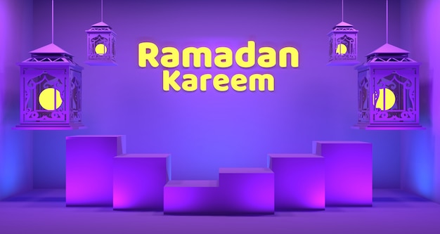 Ramadan lanterna fundo renderização em 3d