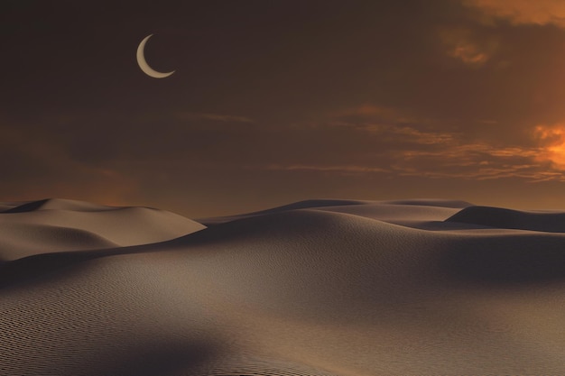 Ramadan-Laterne auf Wüstenhintergrund 3D-Darstellung