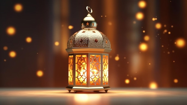 Ramadan Laterne Dekoration Hintergrund 3D-Rendering Generative KI