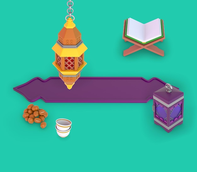 Ramadan-Laternen mit Datteln und heiliger Koran-Vorderseite