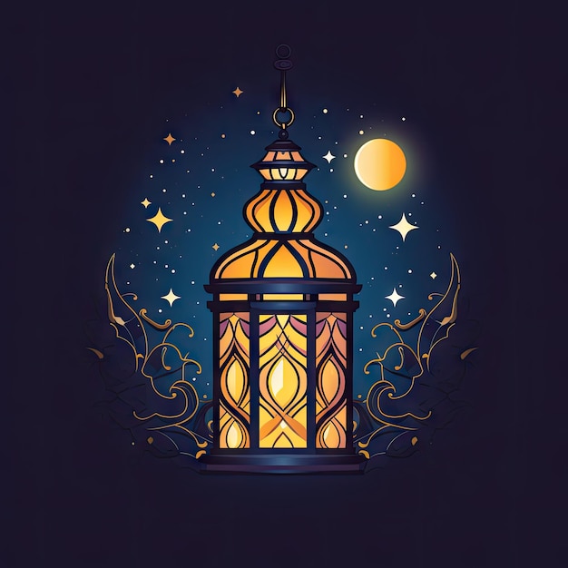 Ramadan-Logo Moschee-Lampe Halbmond-Muslim