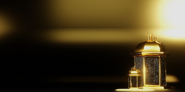 Ramadan Mond 3d Szene mit goldener Farbe