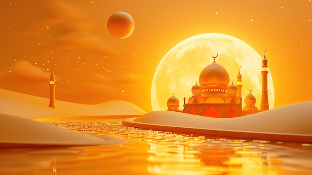 Ramadan mubarak 3d modelo de design de banner de mídia social