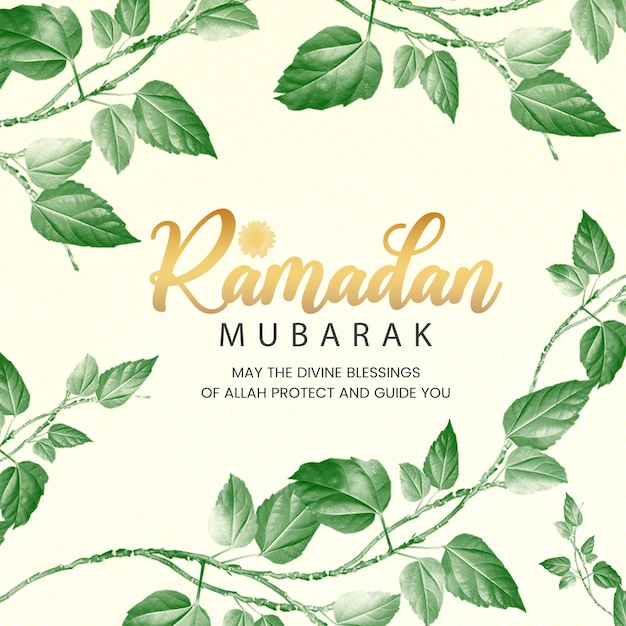 Ramadan Mubarak Blumen-Aquarell-Grußkarte