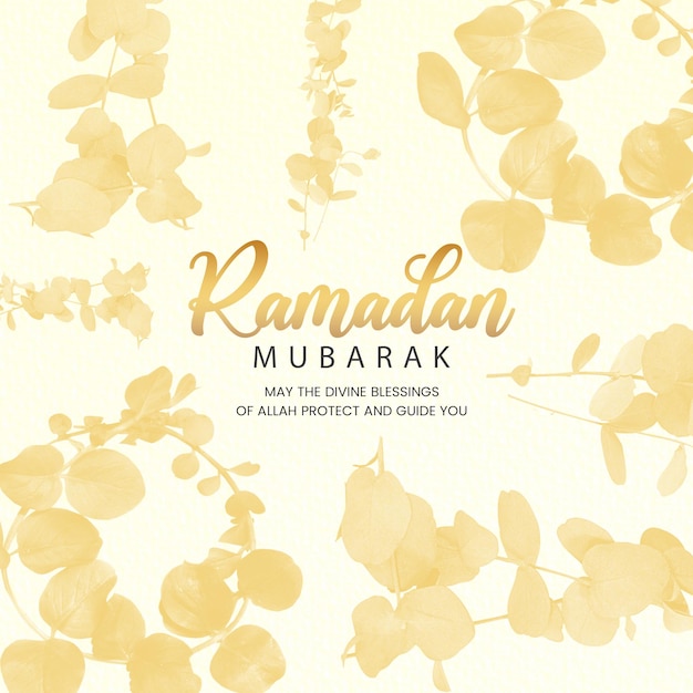 Ramadan Mubarak Blumen-Aquarell-Grußkarte