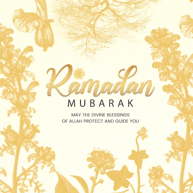 Ramadan Mubarak Blumen-Aquarell-Grußkarte