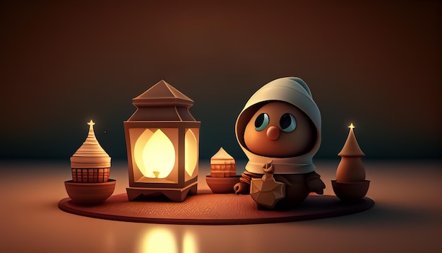 Ramadan Mubarak Cartoon Ramadan die heilige Zeit für das Gebet generative ai