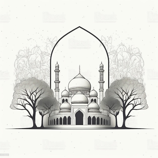 Ramadan Mubarak Concept Design ilustrativo minimalista em fundo islâmico para feriado muçulmano