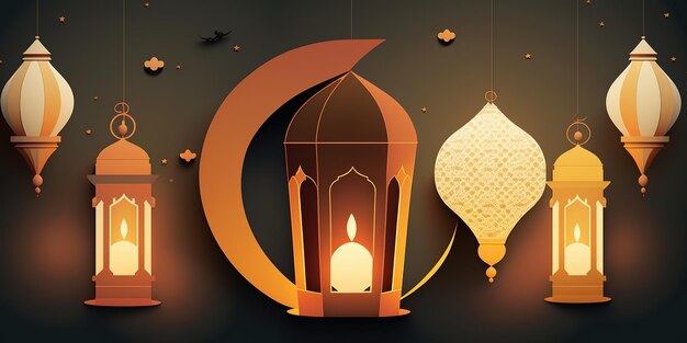 Ramadan Mubarak Concept Design ilustrativo minimalista em fundo islâmico para feriado muçulmano