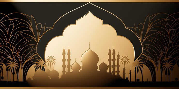Ramadan Mubarak Concept Diseño ilustrativo minimalista sobre fondo islámico para vacaciones musulmanas