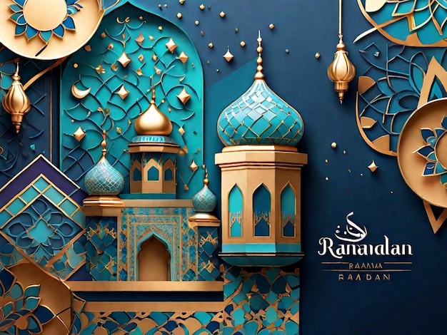 Ramadan mubarak desenho de fundo impressionante com decoração islâmica