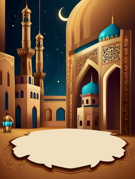 Ramadan Mubarak Eid Gretting Illustrationsvorlage