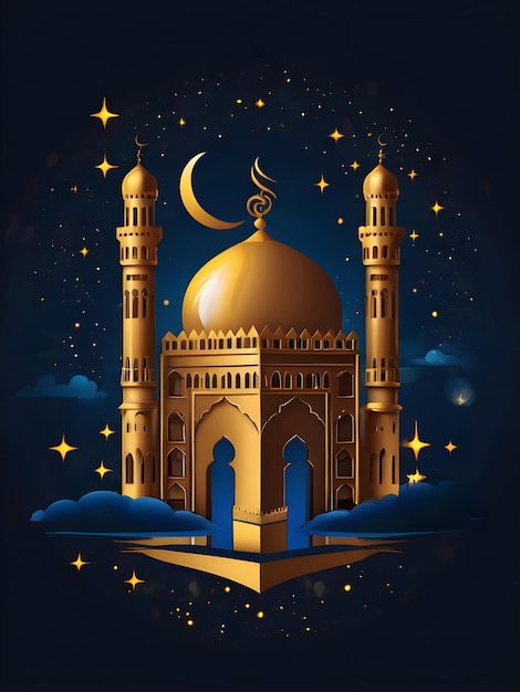 Ramadan Mubarak Eid Gretting Illustrationsvorlage