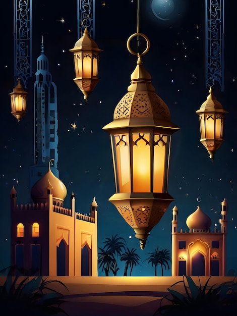 Ramadan Mubarak Eid Gretting Illustrationsvorlage