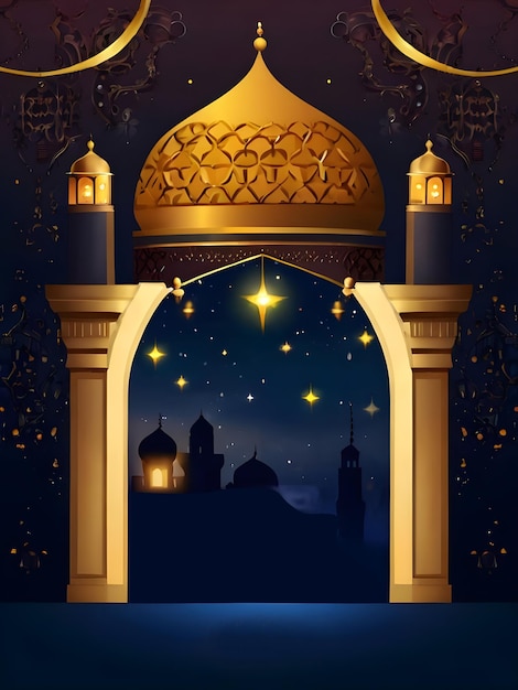 Ramadan Mubarak Eid Gretting Illustrationsvorlage