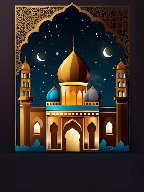 Ramadan Mubarak Eid Gretting Illustrationsvorlage