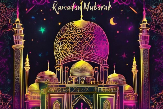 Foto ramadán mubarak festividad musulmana mezquita media luna eid alfitr