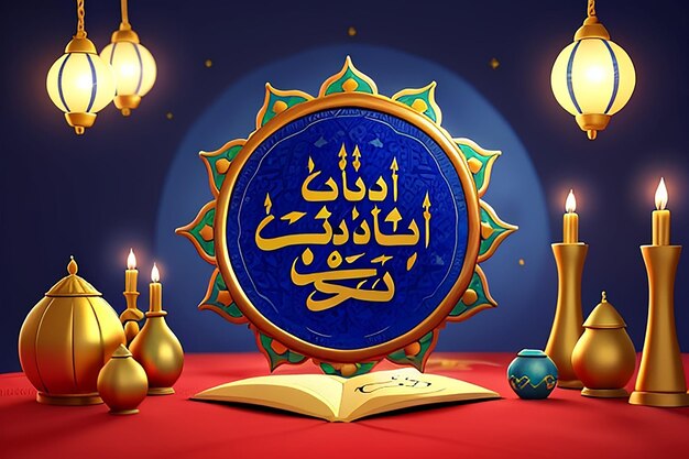 Foto ramadan mubarak schöne grußkarte basierend auf traditionellem islamischen muster als arabisch als hintergrund