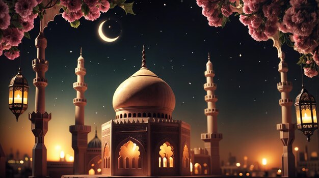 Foto ramadán mubarak trasfondo para el adha y el fitr