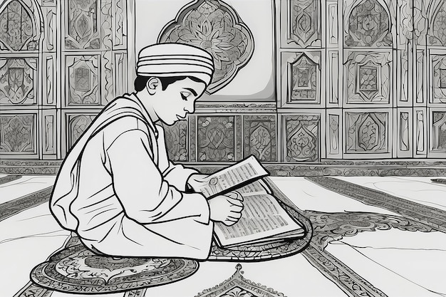 Foto ramadan-muslim-junge liest den koran aus
