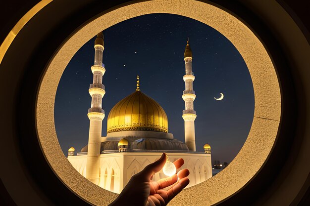 Ramadan schöner hintergrund mit copy space generative ai