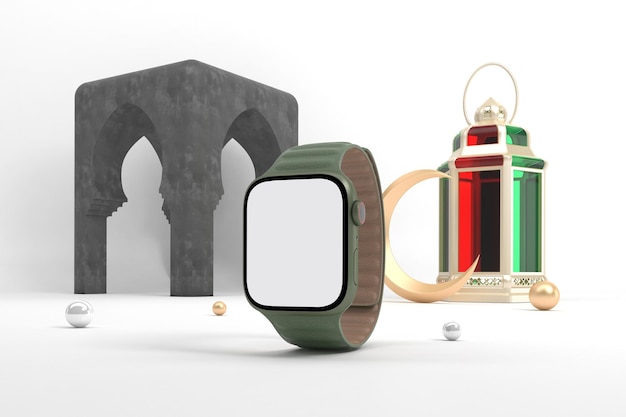 Ramadan Smart Watch Rechte Seite In Weißem Hintergrund