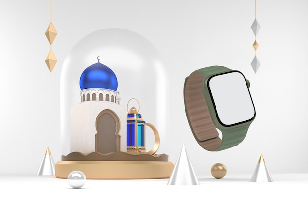 Ramadan Smart Watch V.1 linke Seite im weißen Hintergrund