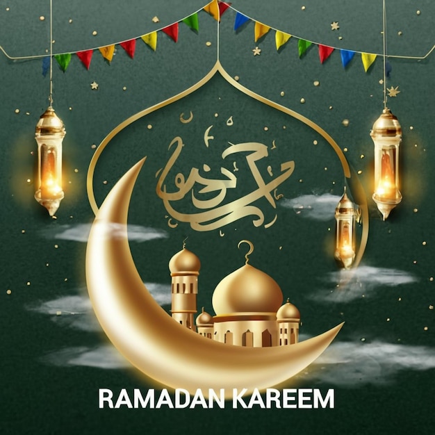 Ramadan Social-Media-Post-Vorlage-Design in 3D