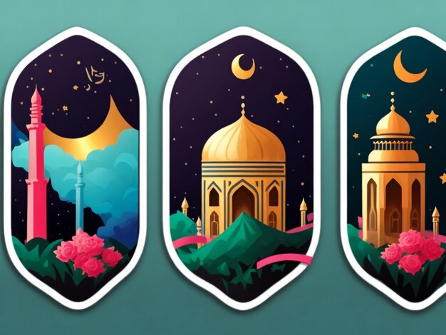 Ramadan-Sticker-Vorlage für das Drucken von Bildungsmedien