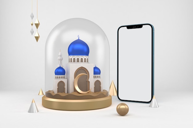 Ramadan, Telefon, Rechte Seite, In, Weiß, Hintergrund