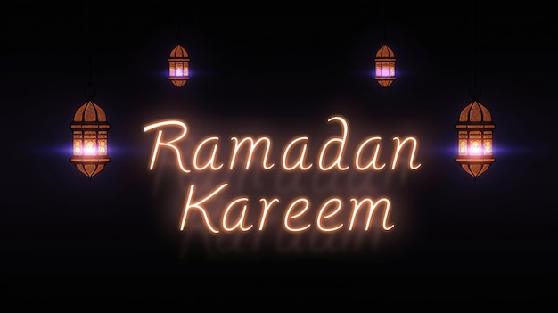 Foto ramadan-text kareem in leuchtender schrift