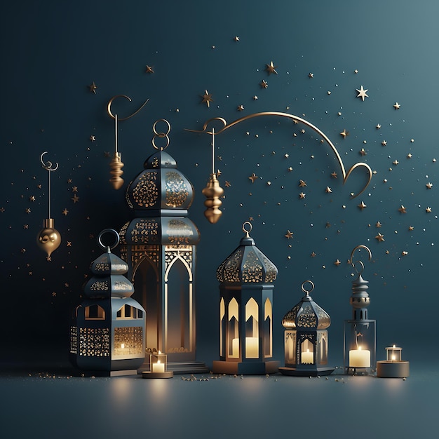 Ramadan Vibes Diseña un fondo de plantilla con elementos que simbolizan el mes sagrado del Ramadán