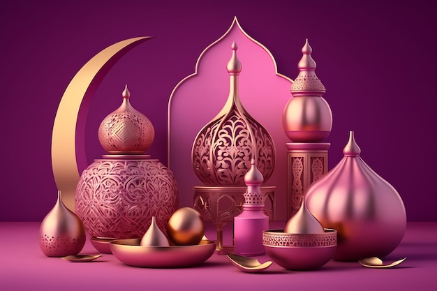 Ramadhan Kareem Dekoration, 3D-Illustration