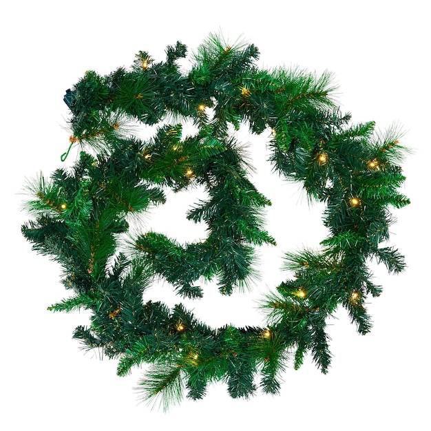Ramas de abeto de Navidad y árbol verde sobre fondo blanco aislado