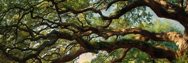 Ramas de un árbol Vista panorámica de las ramas históricas de los árboles en el paisaje verde de Carolina del Sur