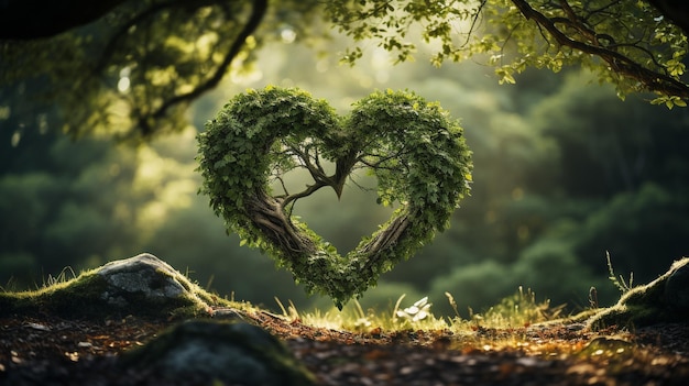 Las ramas de los árboles entrelazadas forman una forma de corazón