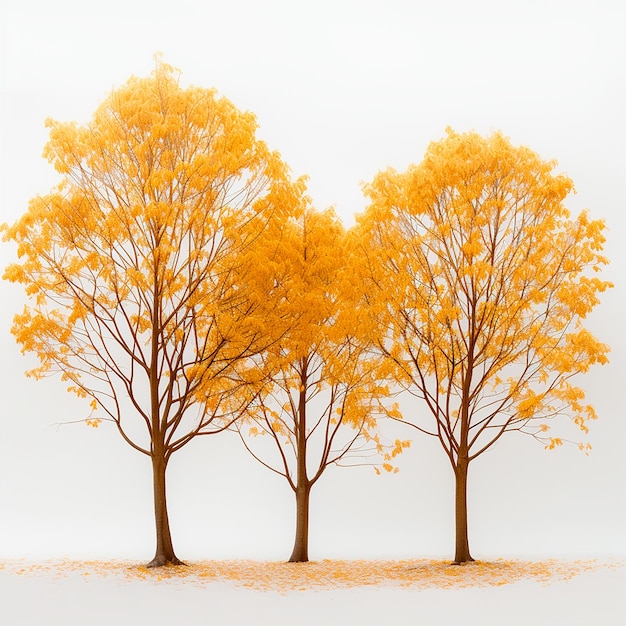 Ramas de árboles con flores amarillas de otoño